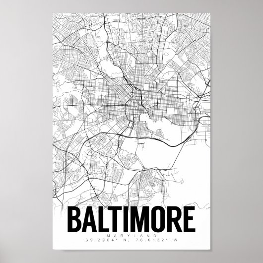 Baltimore Maryland Minimalist Map Art Poster (Voorkant)