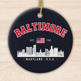Baltimore Maryland Modern Skyline city Keramisch Ornament
