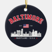 Baltimore Maryland Modern Skyline city Keramisch Ornament (Voorkant)