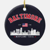 Baltimore Maryland Modern Skyline city Keramisch Ornament (Achterkant)