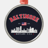 Baltimore Maryland Modern Skyline city Metalen Ornament (Voorkant)