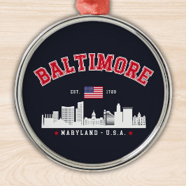 Baltimore Maryland Modern Skyline city Metalen Ornament