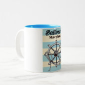 Baltimore Maryland -nautische reisposter Tweekleurige Koffiemok (Voorkant links)