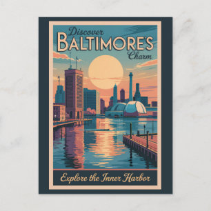 Baltimore Maryland Silhouette Reis Kunst Vintage Briefkaart