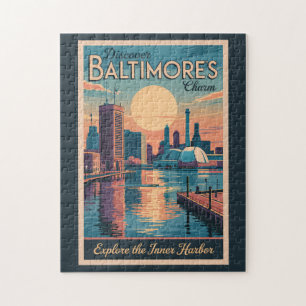 Baltimore Maryland Silhouette Reis Kunst Vintage Legpuzzel