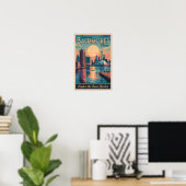 Baltimore Maryland Silhouette Reis Kunst Vintage Poster (Thuiskantoor)