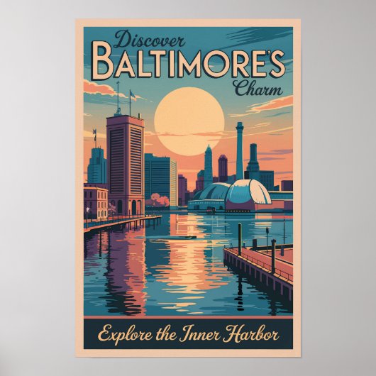 Baltimore Maryland Silhouette Reis Kunst Vintage Poster (Voorkant)