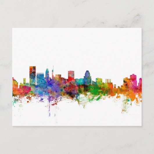 Baltimore Maryland Skyline Briefkaart (Voorkant)