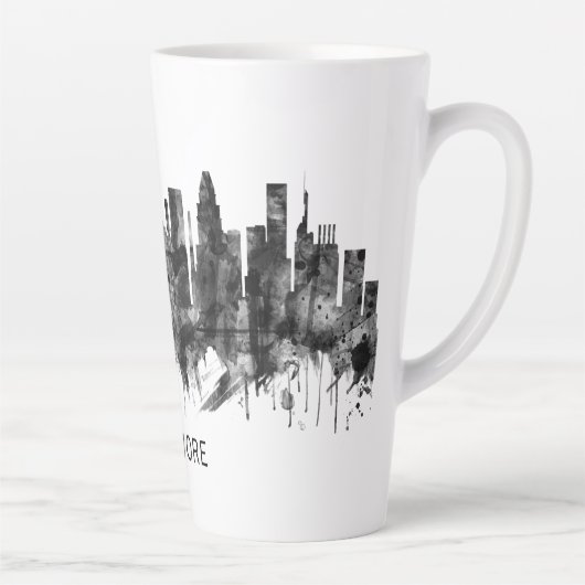 Baltimore Maryland Skyline BW Latte Mok (Rechts)
