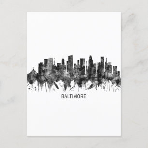 Baltimore Maryland Skyline BW Uitnodiging Briefkaart
