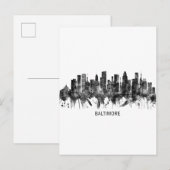 Baltimore Maryland Skyline BW Uitnodiging Briefkaart (Voorkant / Achterkant)