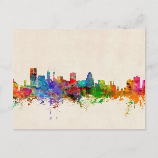 Baltimore Maryland Skyline Cityscape Briefkaart (Voorkant)