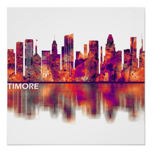 Baltimore Maryland Skyline Perfect Poster (Voorkant)