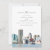 BALTIMORE Maryland Skyline Travel Save the Date Kaart (Voorkant)