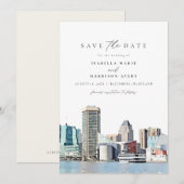 BALTIMORE Maryland Skyline Travel Save the Date Kaart (Voorkant / Achterkant)