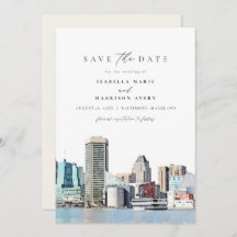 BALTIMORE Maryland Skyline Travel Save the Date