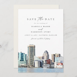 BALTIMORE Maryland Skyline Travel Save the Date Kaart