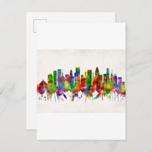 Baltimore Maryland Skyline Uitnodiging Briefkaart (Voorkant / Achterkant)