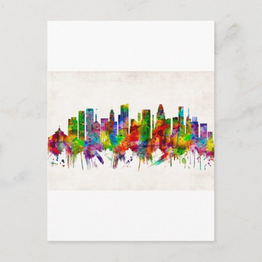 Baltimore Maryland Skyline Uitnodiging Briefkaart (Voorkant)