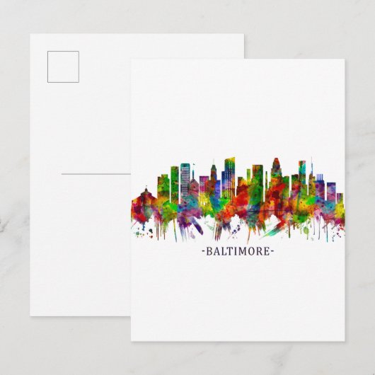 Baltimore Maryland Skyline Uitnodiging Briefkaart (Voorkant / Achterkant)