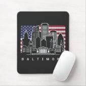 Baltimore Maryland Skyline USA Flag Muismat (Met muis)