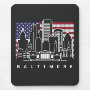 Baltimore Maryland Skyline USA Flag Muismat