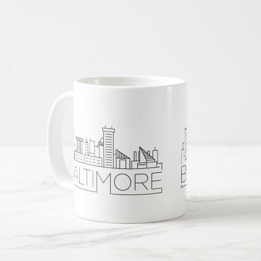 Baltimore, Maryland | Stad gestileerde Skyline Koffiemok (Voorkant links)