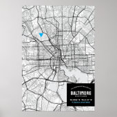 Baltimore, Maryland Stadsplattegrond + Markeer uw  Poster (Voorkant)