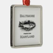 Baltimore Maryland  Striped Bass Logo Metalen Ornament (Rechts)