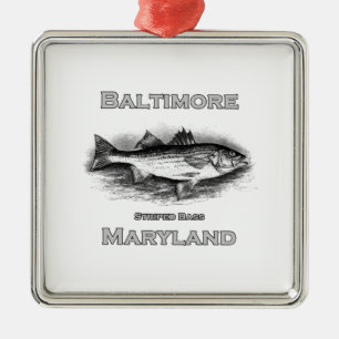 Baltimore Maryland Striped Bass Logo Metalen Ornament