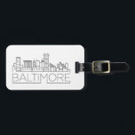 Baltimore, Maryland Stylized Skyline Bagagelabel<br><div class="desc">Een uniek bagagelabel dat de prachtige stad Baltimore,  Maryland vertegenwoordigt. Dit label bevat een gestileerde illustratie van de unieke skyline van de stad met de naam eronder.</div>