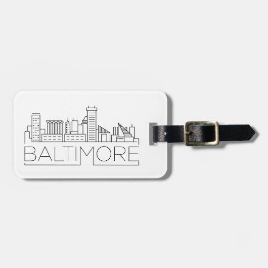 Baltimore, Maryland Stylized Skyline Bagagelabel (Voorkant horizontaal)