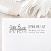 Baltimore, Maryland Stylized Skyline | Etiket (Insitu)