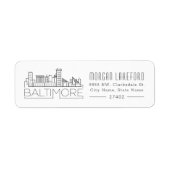 Baltimore, Maryland Stylized Skyline | Etiket (Voorkant)