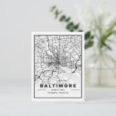 Baltimore Maryland USA Travel City Map Briefkaart (Staand voorkant)