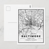 Baltimore Maryland USA Travel City Map Briefkaart (Voorkant / Achterkant)