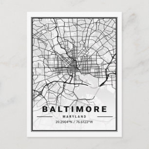 Baltimore Maryland USA Travel City Map Briefkaart