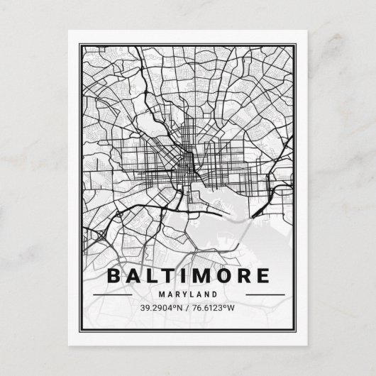 Baltimore Maryland USA Travel City Map Briefkaart (Voorkant)