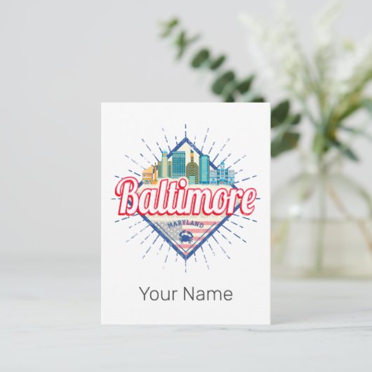 Baltimore Maryland Verenigde Staten Skyline  Feestdagenkaart (Staand voorkant)
