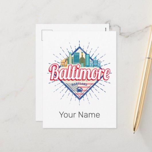 Baltimore Maryland Verenigde Staten Skyline  Feestdagenkaart (Voorkant / Achterkant in situ)