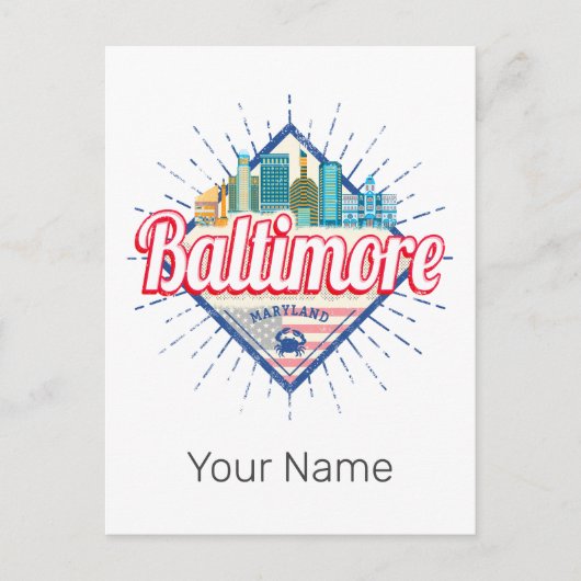 Baltimore Maryland Verenigde Staten Skyline  Feestdagenkaart (Voorkant)