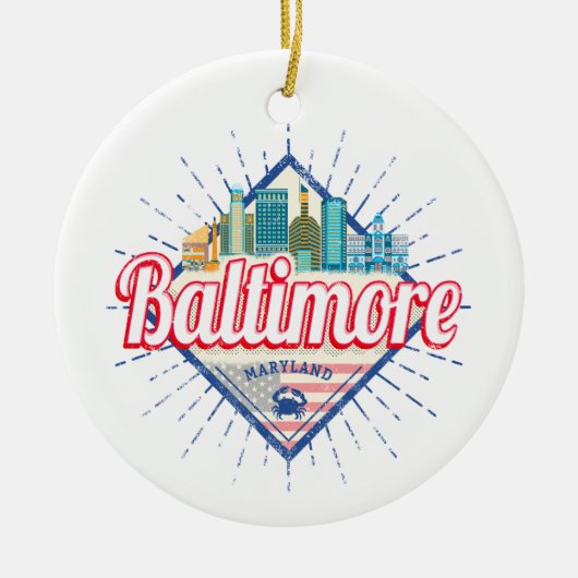 Baltimore Maryland Verenigde Staten Skyline  Keramisch Ornament (Voorkant)