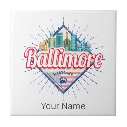 Baltimore Maryland Verenigde Staten Skyline  Tegeltje (Voorkant)