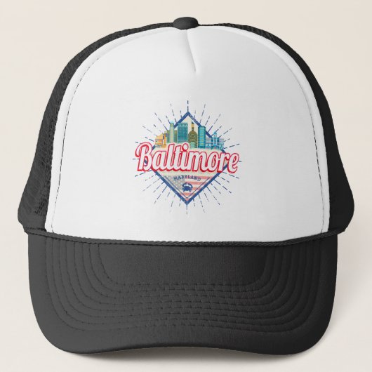 Baltimore Maryland Verenigde Staten Skyline  Trucker Pet (Voorkant)