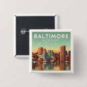 Baltimore Maryland Vierkante Button 5,1 Cm (Voorkant /achterkant)