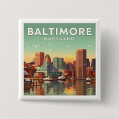  Baltimore Maryland Vierkante Button 5,1 Cm (Voorkant)