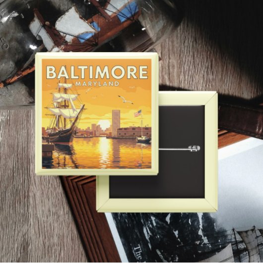  Baltimore Maryland Vierkante Button 5,1 Cm