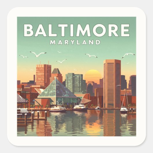 Baltimore Maryland Vierkante Sticker (Voorkant)