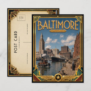 Baltimore Maryland Vintage Art Deco Gouden Tijdper Briefkaart
