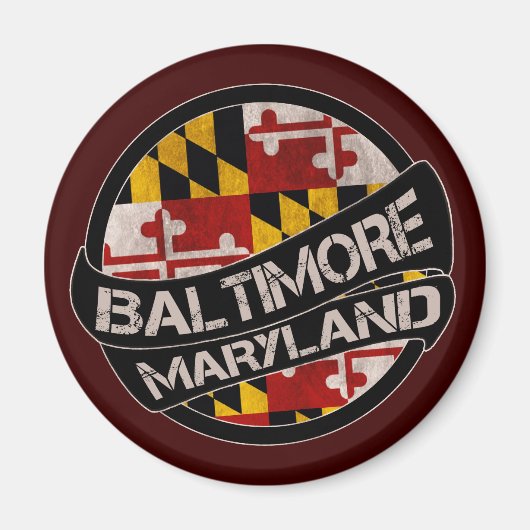 Baltimore Maryland vlag grunge magneet (Voorkant)